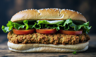 Schnitzel Sandwich with Lettuce and Tomato