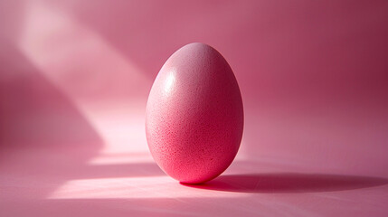 Fototapeta premium Pink egg resting gracefully on a soft pastel backdrop in soft light