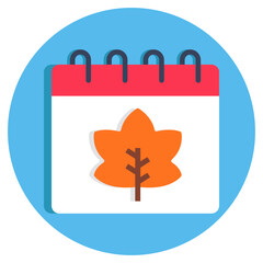 Autumn calendar icon in vector design