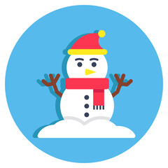 A colored design icon of snowman