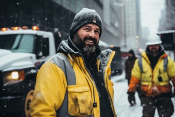 Fototapeta premium Portrait of a American street maintenance workers