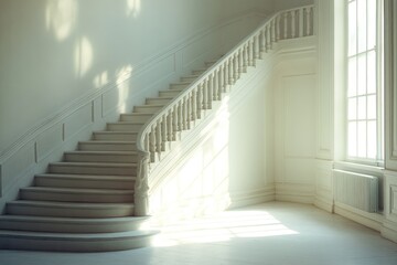 Obraz premium A staircase leading to the second floor of a house, suitable for use in real estate or home decor projects