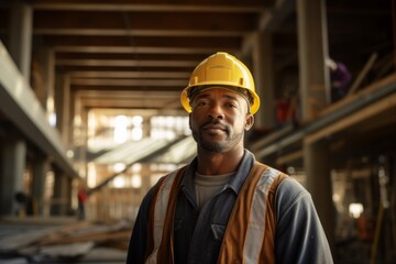 Portrait of a African American male construction worker