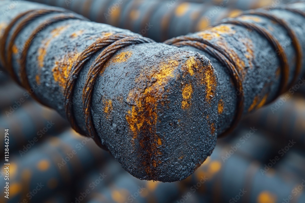 Poster close-up of a metal pipe with rust forming on its surface, great for industrial or diy-themed projec