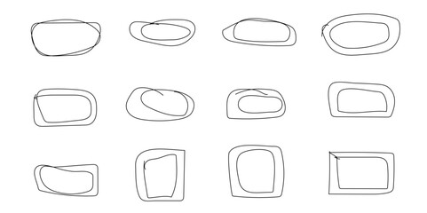 Hand drawn doodle grunge circle highlights. Marker scratch scribble in rounder. Round scrawl frames. Charcoal pen round ovals. Hand drawn vector illustration.