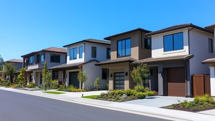 vibrant earthy tones, lush greenery, and clear blue skies