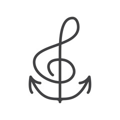 Audio anchor icon Logo symbol outline set