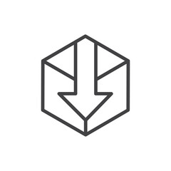 Box download icon Logo symbol outline set