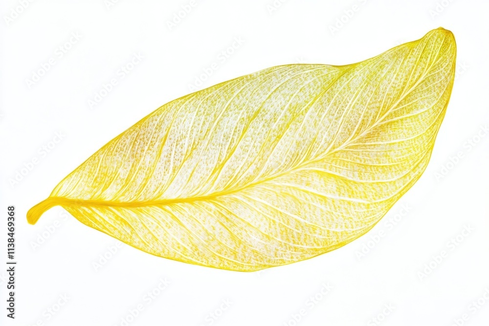 Poster a detailed view of a single leaf on a plain white background