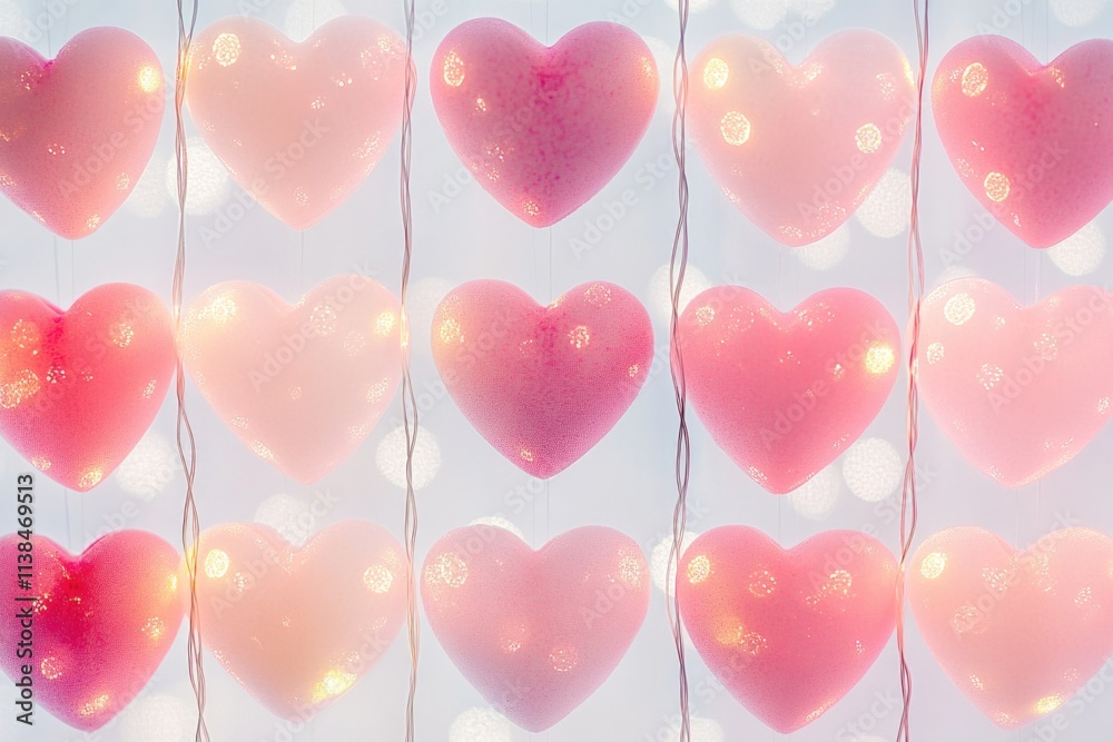 Poster balloons with heart shapes attached to strings, perfect for party or decoration