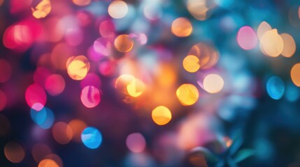 Fototapeta premium Colorful abstract blur of handcrafted lights creating a vibrant and artistic atmosphere in a festive setting