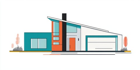 Obraz premium Modern House Architectural Illustration