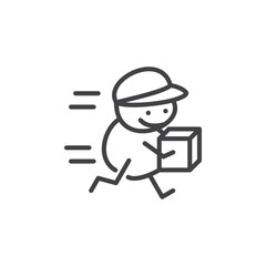 Delivery boy icon Logo symbol outline set