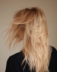 Naklejka premium Blonde Hair, Back View, Windblown