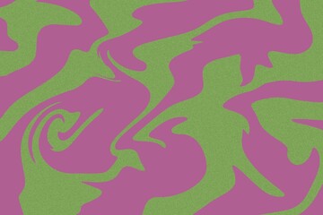 A vibrant abstract design with swirling patterns in shades of green and purple. The contrasting colors create a dynamic and eye-catching composition.