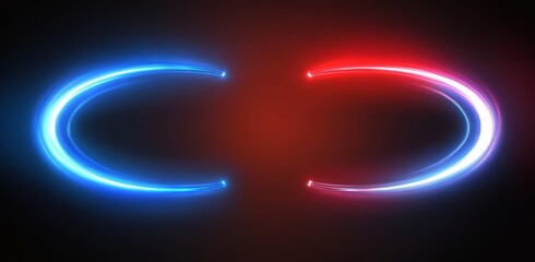 Naklejka premium Abstract Neon Light Curves Blue And Red Design