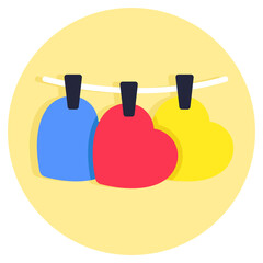 Heart balloons icon, decorative accessory