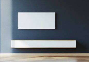 Modern Minimalist Interior Design Mockup with Blank Canvas and Floating Shelf