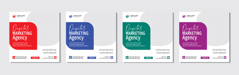 Digital marketing agency and corporate social media post or square banner template