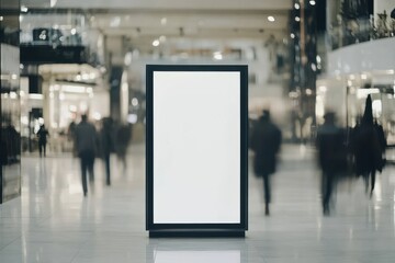 Blank Billboard Mockup in Shopping Mall: An empty billboard in a bustling shopping mall provides a perfect backdrop for your brand message.