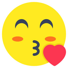 A beautiful design icon of kiss emoji