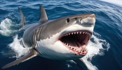 Obraz premium Great white shark swimming in the ocean