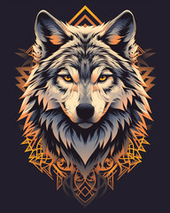Tribal Wolf symmetry layout illustration