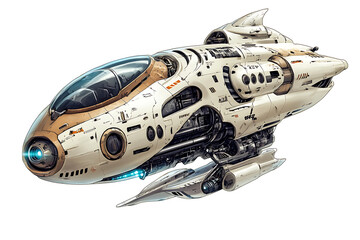 A futuristic submarine-like spacecraft designed for exploration and advanced technology.