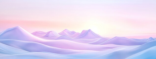 Pastel Mountainscape Sunrise Soft Hues Gentle Landscape
