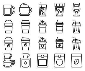 Cafe and coffee shop icon set. food and drink icons set. Outline icon