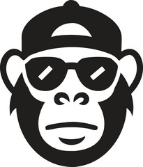 Monkey in sunglasses and a cap. Cool gorilla icon
