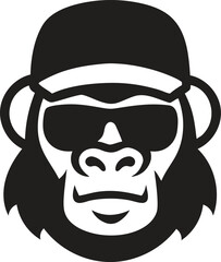 Illustration of monkey in a cap. Design element for t shirt, poster, card, emblem
