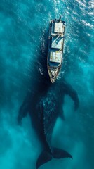 Whale Shadow Beneath Cargo Ship