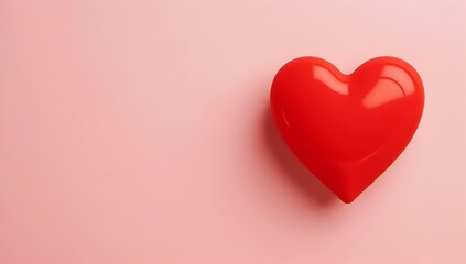 A vibrant red heart rests gently on a soft pink background, radiating love and warmth.  Perfect for Valentine's Day!