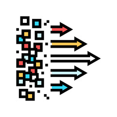 flow arrows big data color icon vector. flow arrows big data sign. isolated symbol illustration