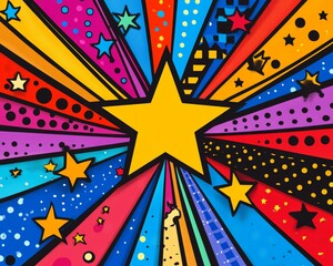 Fototapeta premium Colorful Pop Art Starburst Background