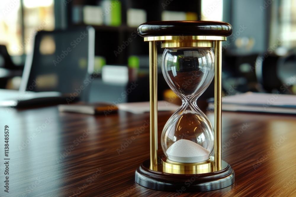 Poster a timer sitting on a wooden surface, used for measuring time