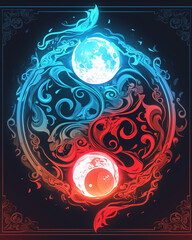 Yin and Yang Taoism symmetry layout illustration