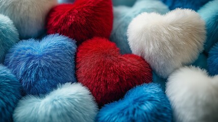 American patriotic red white and blue plush heart composition for a phone wallpaper background