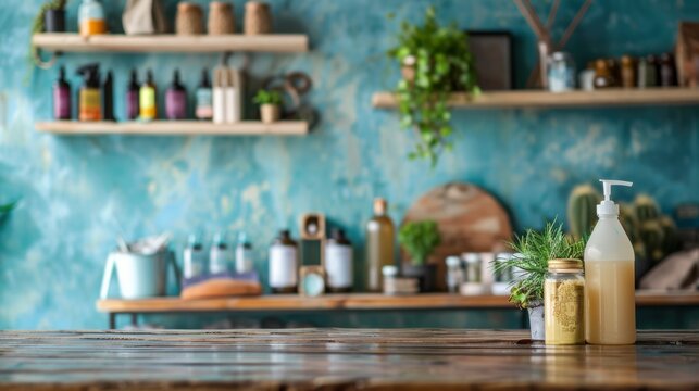 Cozy cafe interior with fresh produce and rustic decor