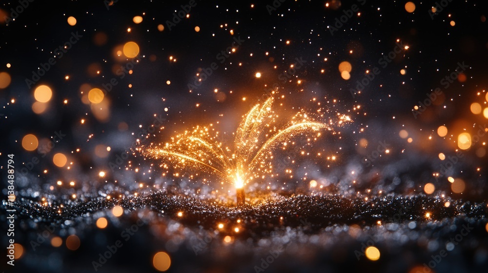 Aufkleber a firework explodes in darkness, ideal for use as background or illustration