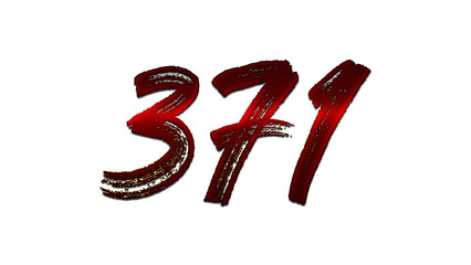 3D blood red number design of 371 on white background.