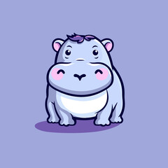 Hippopotamus cute vector cartoon illustration