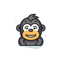 Gorilla cute vector cartoon illustration