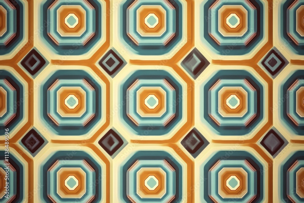 Poster a geometric design featuring interconnected hexagons on a wall