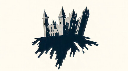 Naklejka premium Castle falling into dark void representing instability and decline