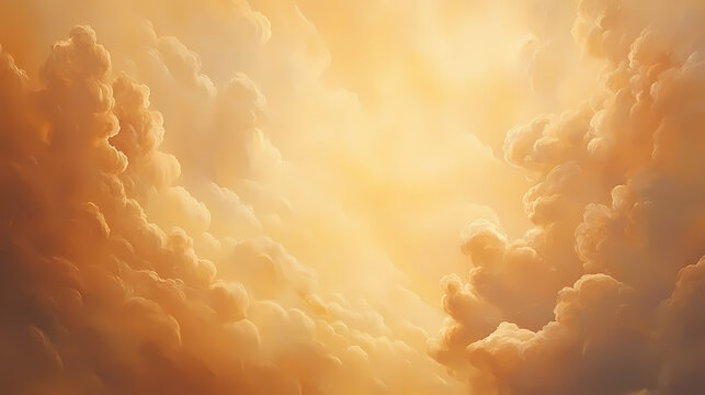 Background of renaissance cloud sky painting tranquility: apricot, yellow & gold clouds - art. Heavenly. Illustration