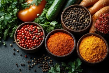 Fototapeta premium Fresh ingredients for cooking, great for meal prep or culinary inspiration