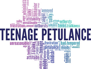 Teenage Petulance word cloud conceptual design isolated on white background.