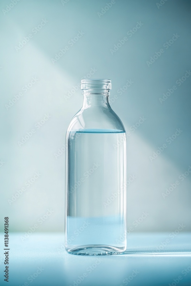 Poster a transparent glass bottle filled with an unknown liquid